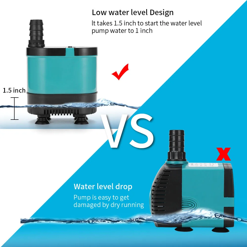 Submersible Water Pump for Aquarium, Fountain Pump for Fish Tank, Garden Fountain, Home, Submersible Waterfall, 220V
