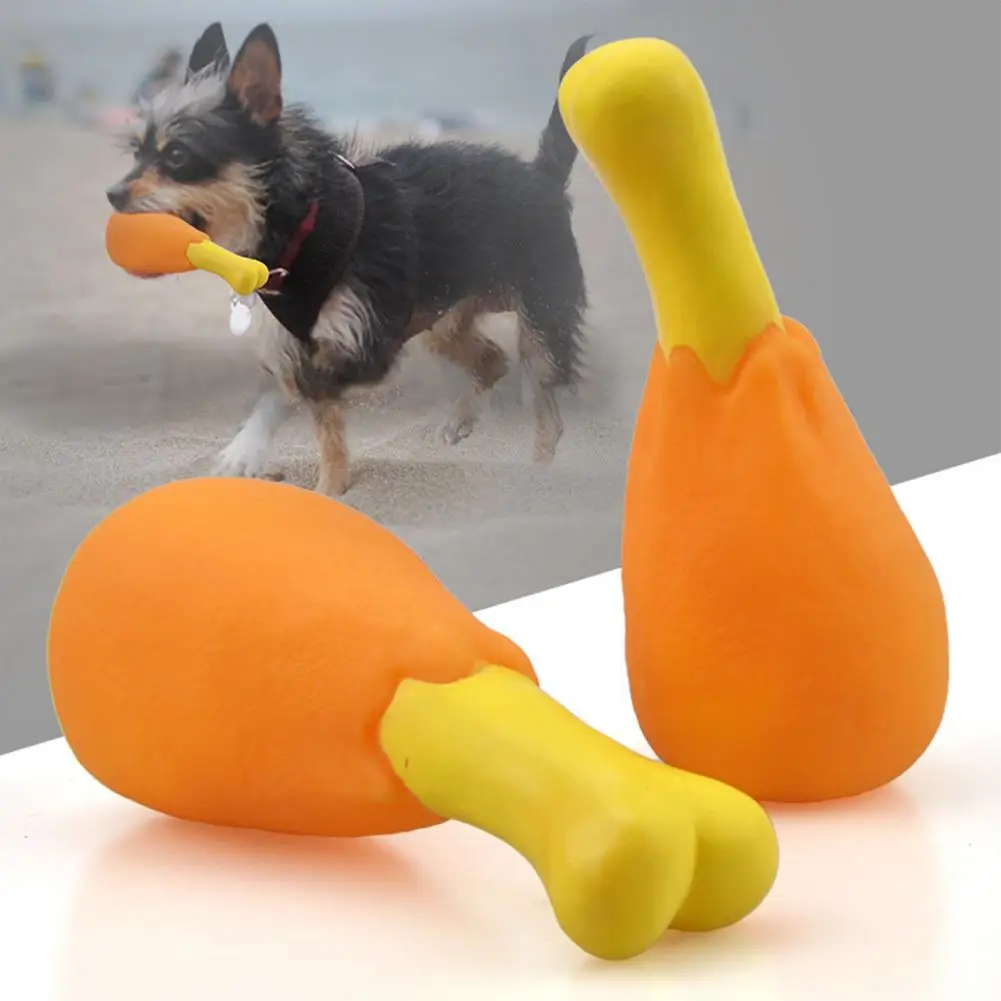 Chicken Leg Puppy Toy Elastic Interactive Toy PVC Squeaky Rubber Pet Dog Toy With Squeaky Sound For Aggressive Chewers For Home