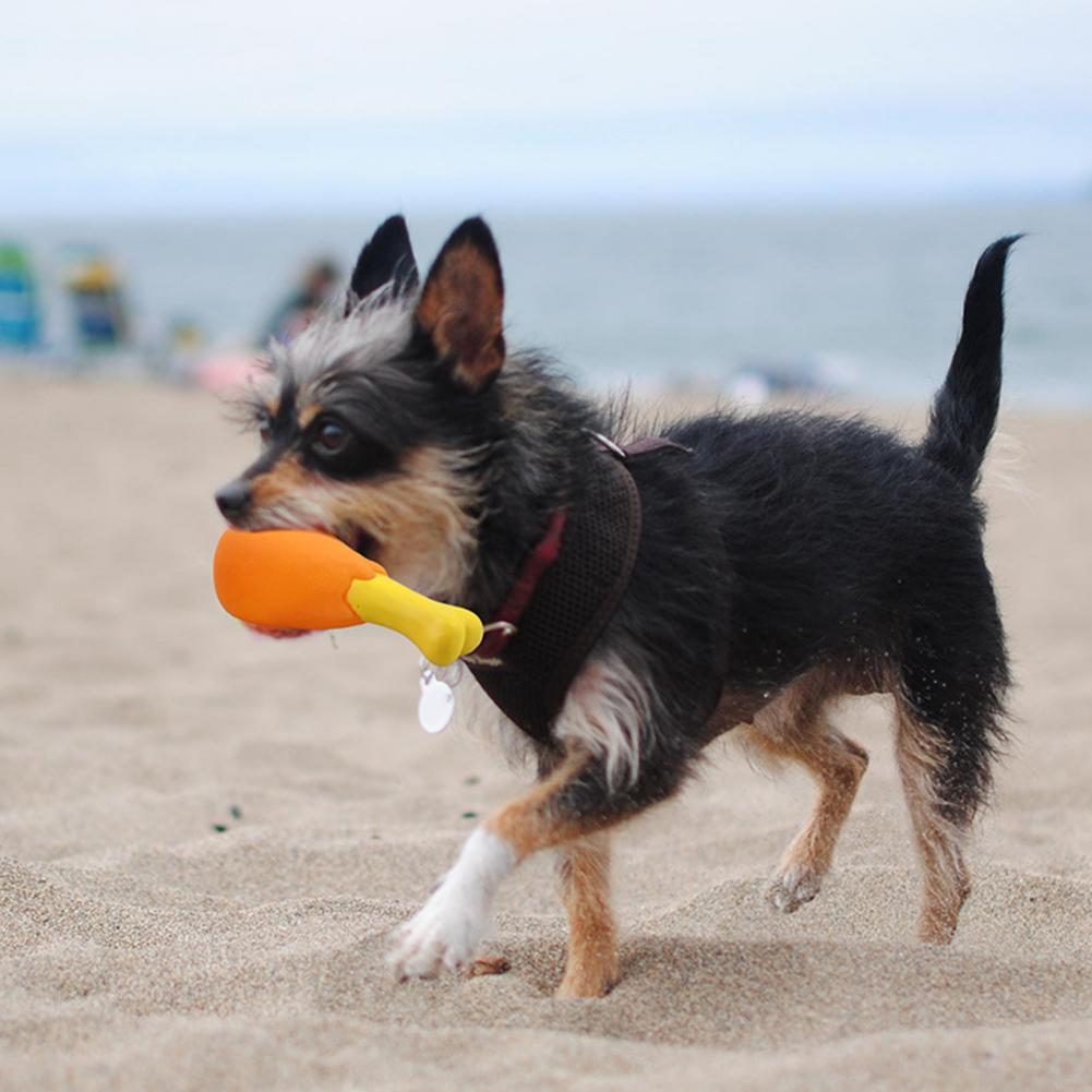 Chicken Leg Puppy Toy Elastic Interactive Toy PVC Squeaky Rubber Pet Dog Toy With Squeaky Sound For Aggressive Chewers For Home