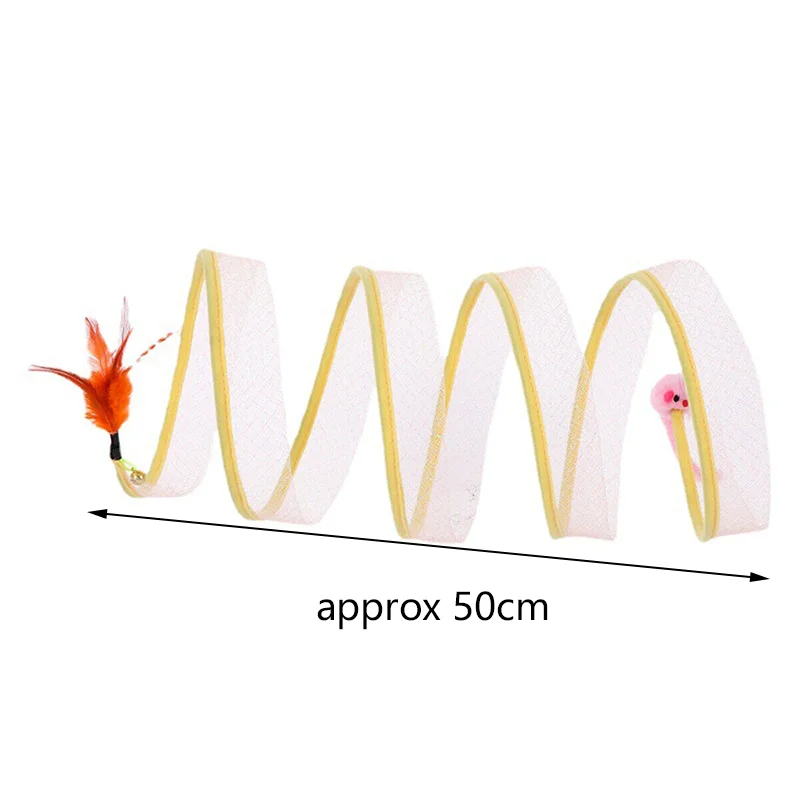 Folded Cat Tunnel S Type Cats Tunnel Spring Toy Mouse Tunnel with Balls and Crinkle Cat Outdoor Cat Toys for Kitten Cat Pets Toy