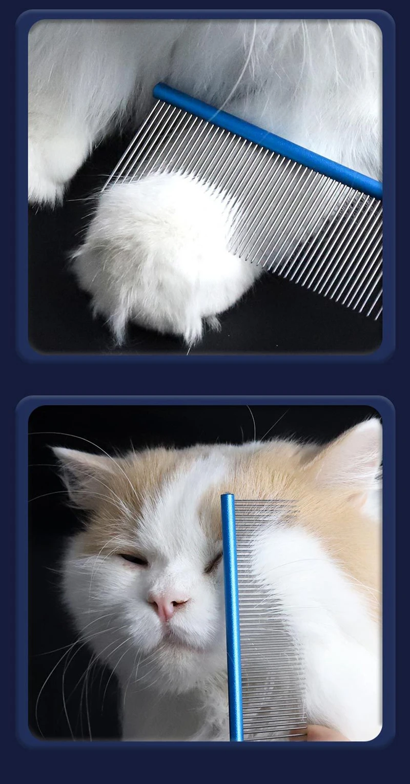 16/19/22cm Stainless Steel Pet Beauty Styling Comb Dog Grooming Combs Long Thick Hair Fur Removal Brush Pet Dog Grooming Combs