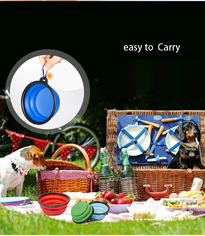 350/1000ml Large Collapsible Dog Pet Folding Silicone Bowl Outdoor Travel Portable Puppy Food Container Feeder Dish Bowl