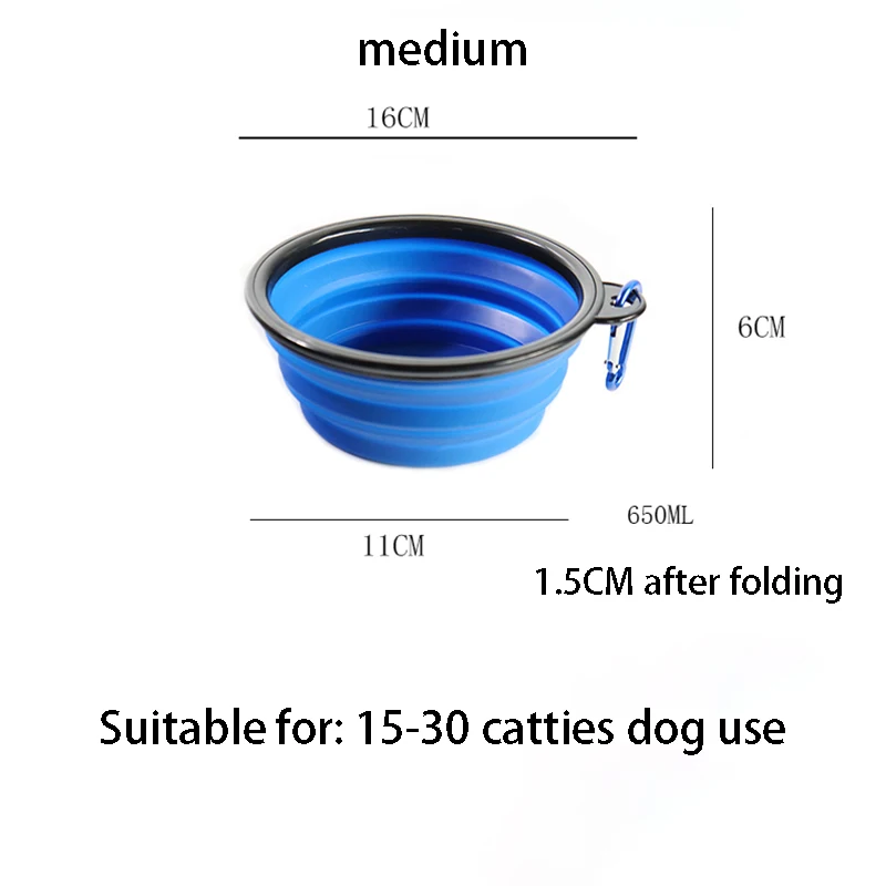 350/1000ml Large Collapsible Dog Pet Folding Silicone Bowl Outdoor Travel Portable Puppy Food Container Feeder Dish Bowl