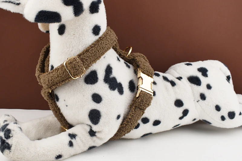 Teddy Velvet Dog Collar And Leash Set For Small Medium Large Dogs Custom Engraved Nameplate Pet Supplies Dog Leash