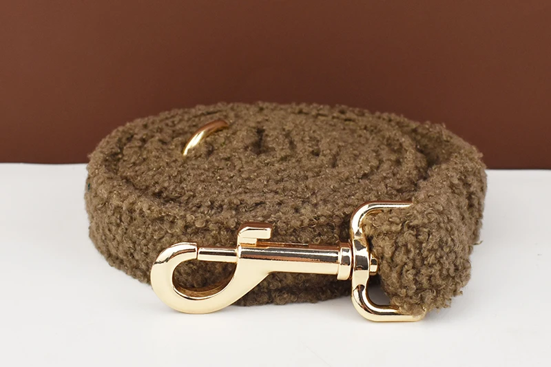 Teddy Velvet Dog Collar And Leash Set For Small Medium Large Dogs Custom Engraved Nameplate Pet Supplies Dog Leash