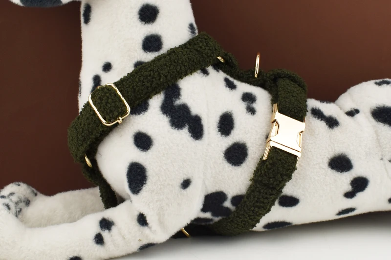 Teddy Velvet Dog Collar And Leash Set For Small Medium Large Dogs Custom Engraved Nameplate Pet Supplies Dog Leash