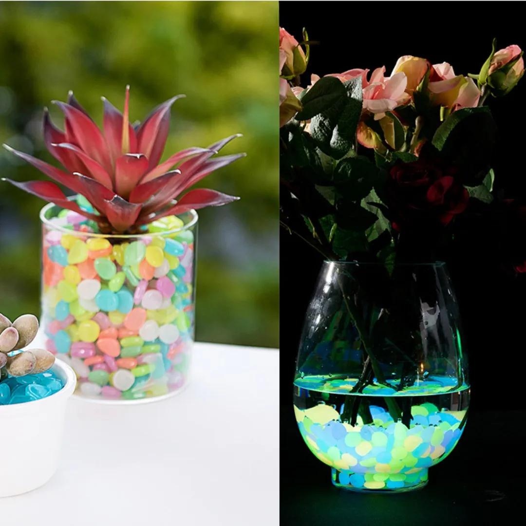 50/100Pcs Artificial Noctilucent Stone with Colorful Luminescence Aquarium Fish Tank Landscaping Vase Sidewalk Decoration