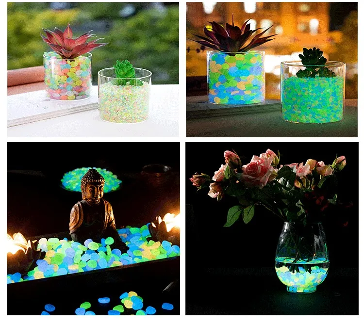 50/100Pcs Artificial Noctilucent Stone with Colorful Luminescence Aquarium Fish Tank Landscaping Vase Sidewalk Decoration