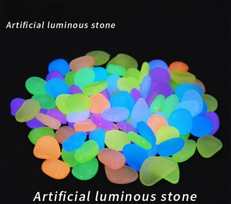 50/100Pcs Artificial Noctilucent Stone with Colorful Luminescence Aquarium Fish Tank Landscaping Vase Sidewalk Decoration