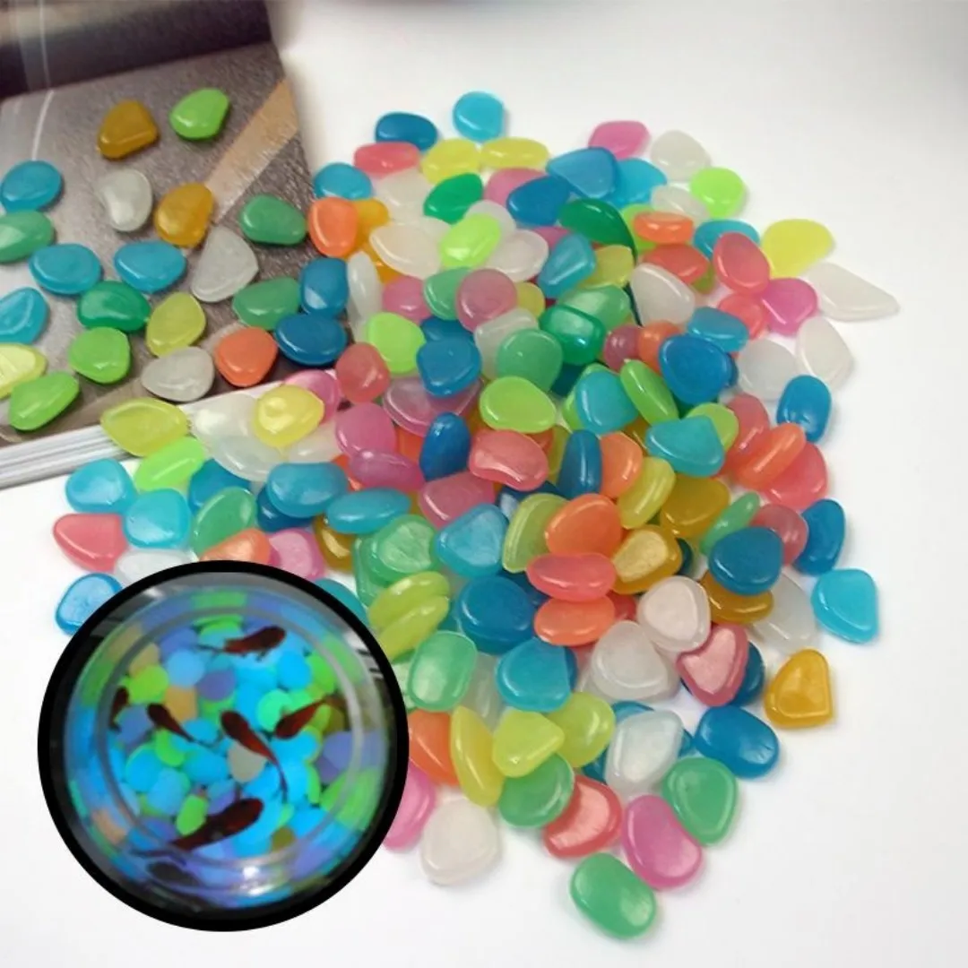 50/100Pcs Artificial Noctilucent Stone with Colorful Luminescence Aquarium Fish Tank Landscaping Vase Sidewalk Decoration
