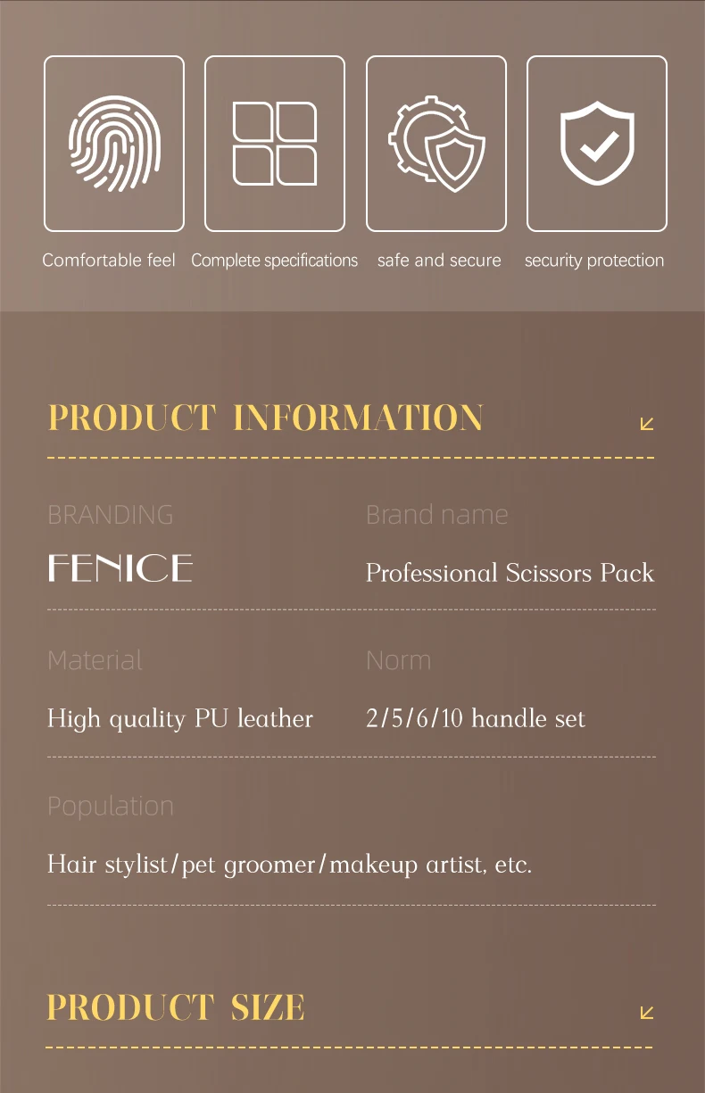 Fenice Fashionable 2/5/6/10 Pet Grooming and Hairdressing Scissors Universal Bag Portable and Durable Tool Leather Storage