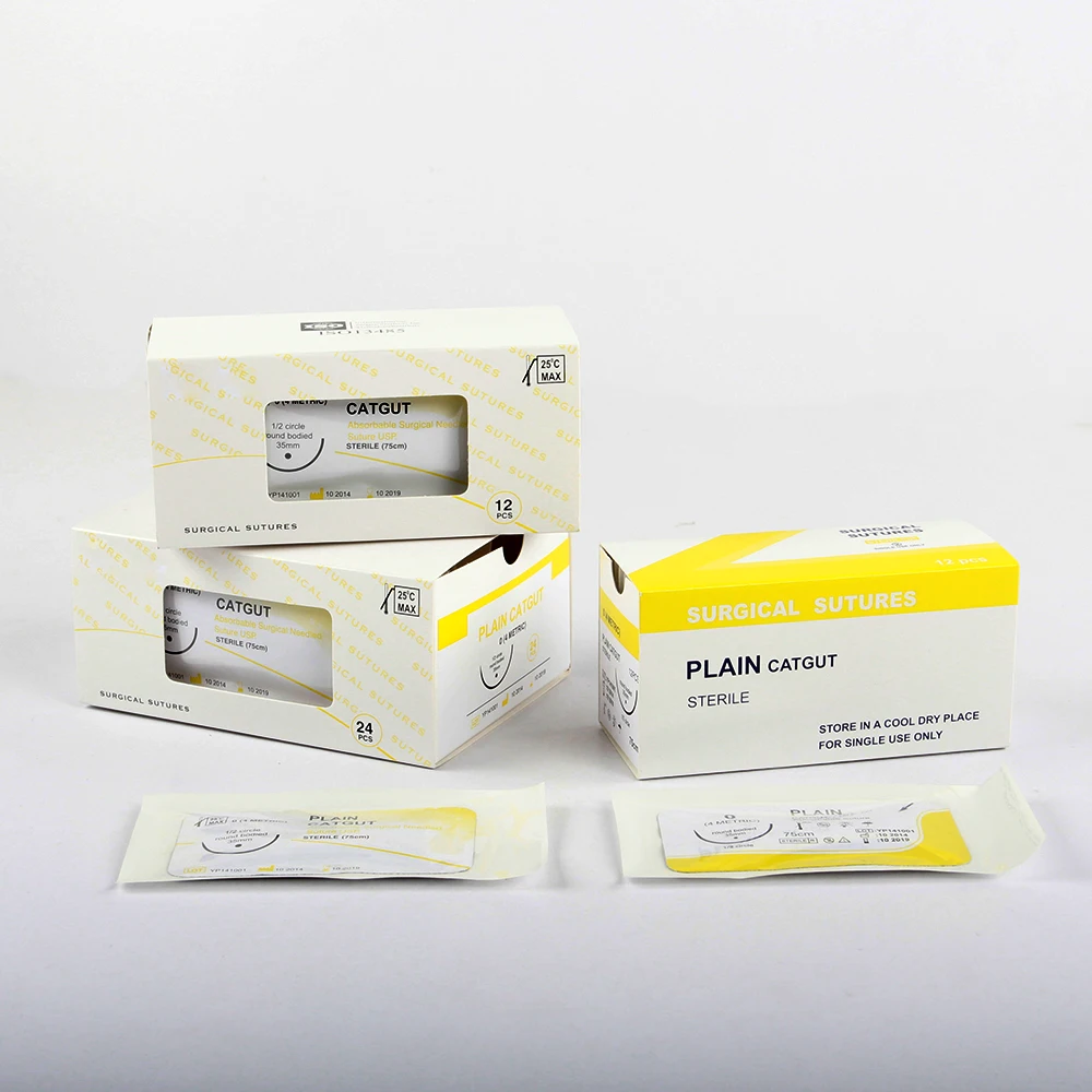 12pcs Absorbable Suture Thread Pet Dog Specific PGA 75CM With Needle 2/0 3/0 4/0 5/0 Teaching Demonstrations Exercises Use