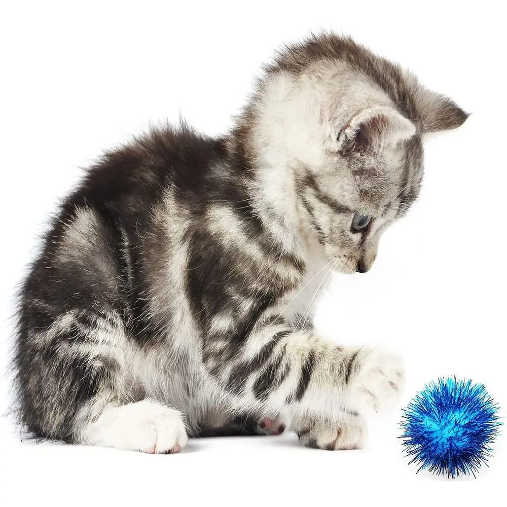 50Pcs Cats Sparkle Balls Dogs Glitter Pom Pom Balls Kitten Puppy Interactive Ball Toys Pet Accessories