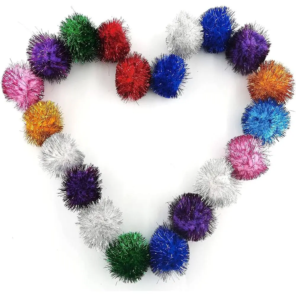 50Pcs Cats Sparkle Balls Dogs Glitter Pom Pom Balls Kitten Puppy Interactive Ball Toys Pet Accessories