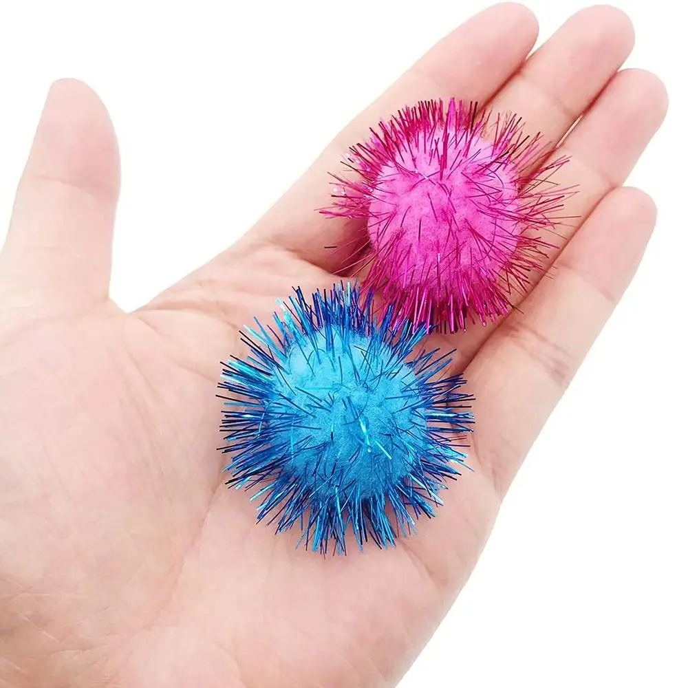 50Pcs Cats Sparkle Balls Dogs Glitter Pom Pom Balls Kitten Puppy Interactive Ball Toys Pet Accessories