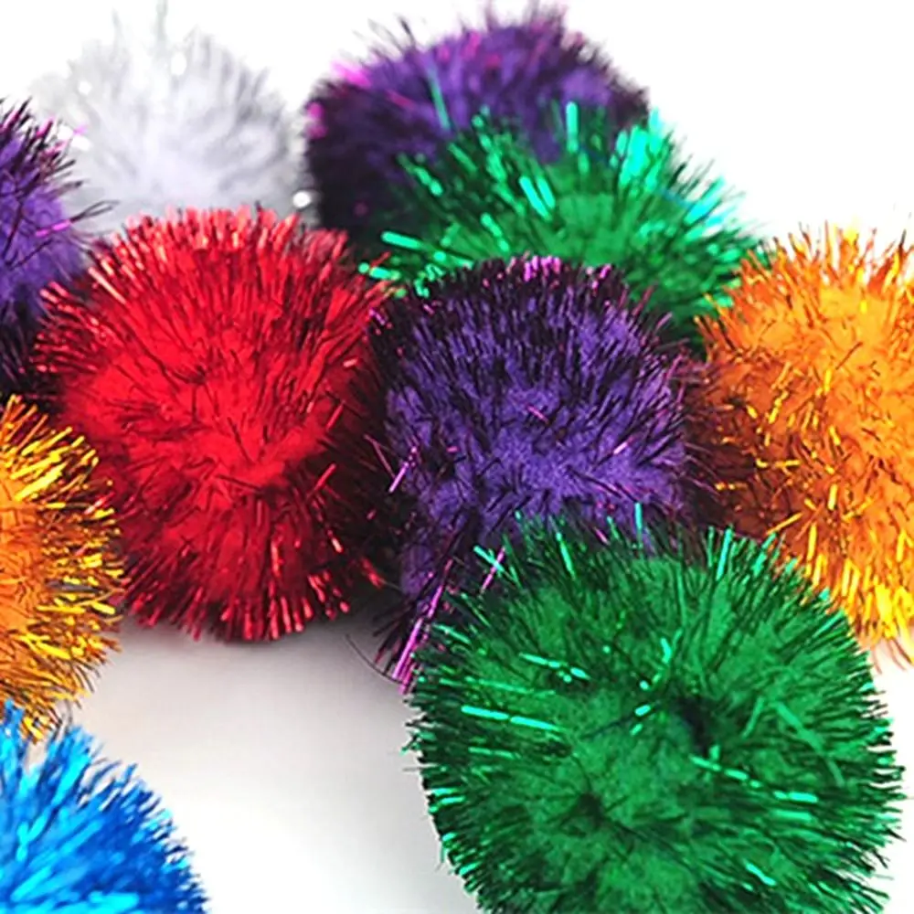 50Pcs Cats Sparkle Balls Dogs Glitter Pom Pom Balls Kitten Puppy Interactive Ball Toys Pet Accessories