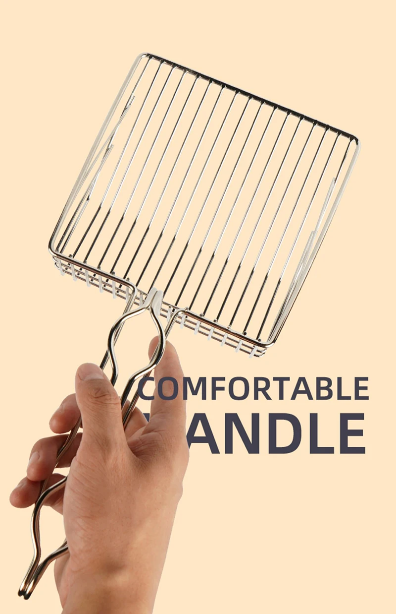 Stainless Steel Cat Litter Shovel Wooden Handle Shovel Easy To Clean Good-Looking Reduce Dust Suitable For Small Dog Toilets