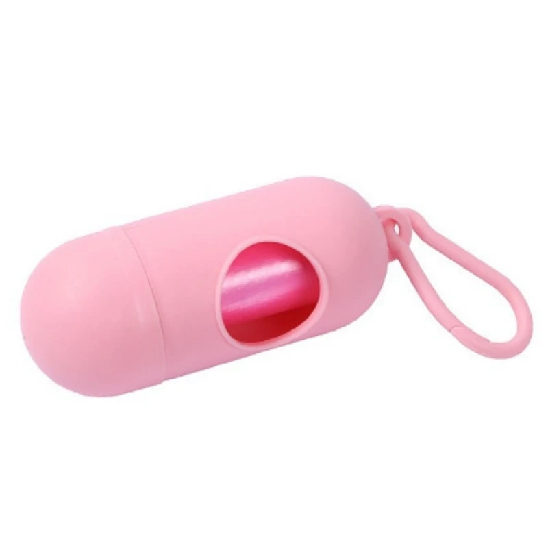 Dog Poop Bag Holder Portable Pet Waste Bag Dispenser Capsule Shape Dog Garbage Holder Dispensers Cleaning Supplies