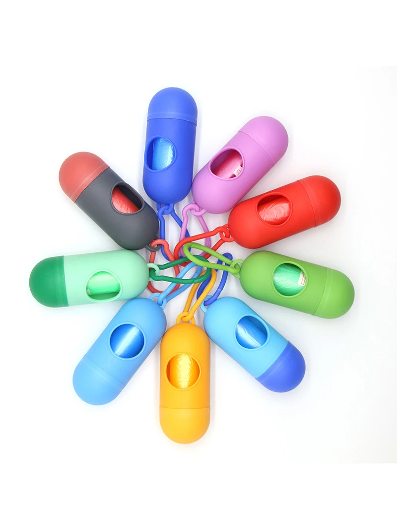 Dog Poop Bag Holder Portable Pet Waste Bag Dispenser Capsule Shape Dog Garbage Holder Dispensers Cleaning Supplies