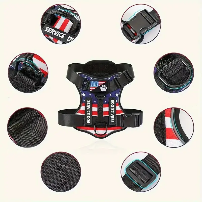 Dog Harness And Leash Set, Escape Proof No Pull Dog Vest Harness With Reflective Dog Walking Traction Rope