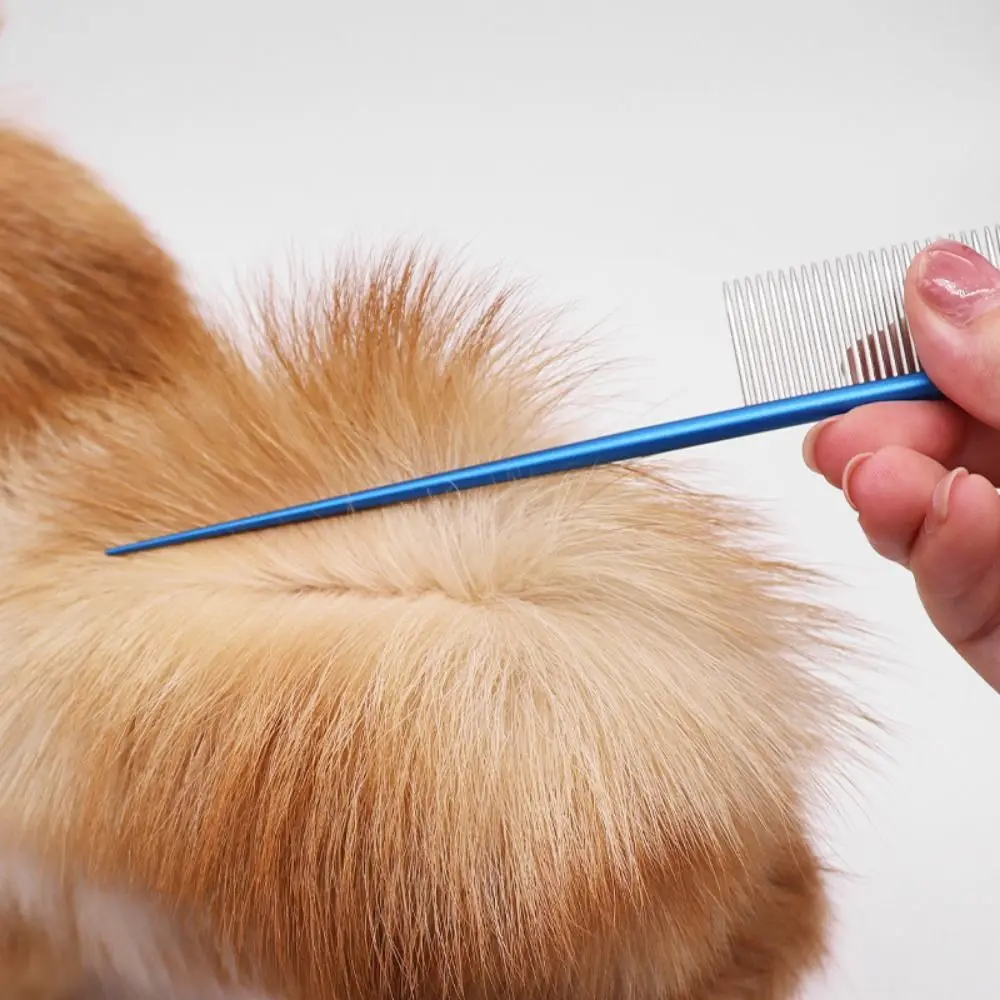 Stainless Steel Pet Flea Comb Non-rust Dense Tooth Dog Grooming Comb Colorful Pet Hair Comb for Dogs Puppy Cats