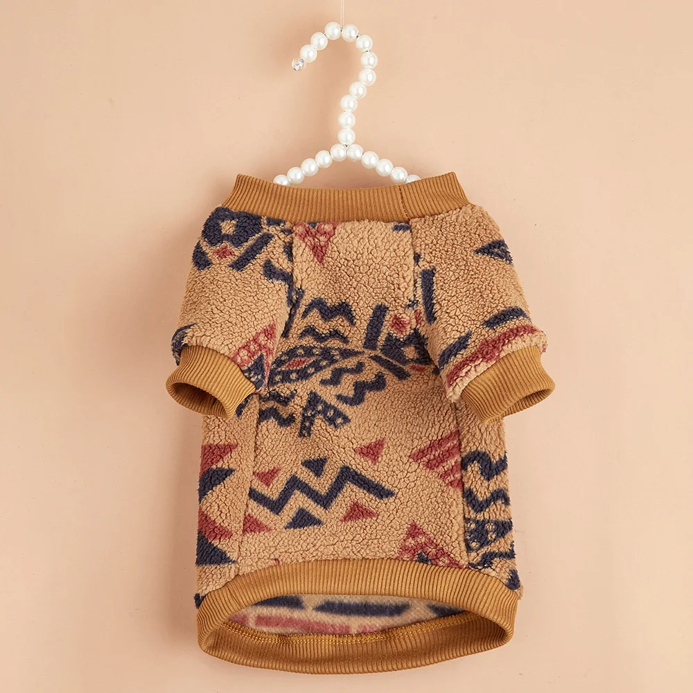 Totems Print Puppy Dog Sweater for Small Dogs Winter Warm Pet Hoodie Clothes Poodle Schnauzer Bichon Pullovers Mascotas Clothing