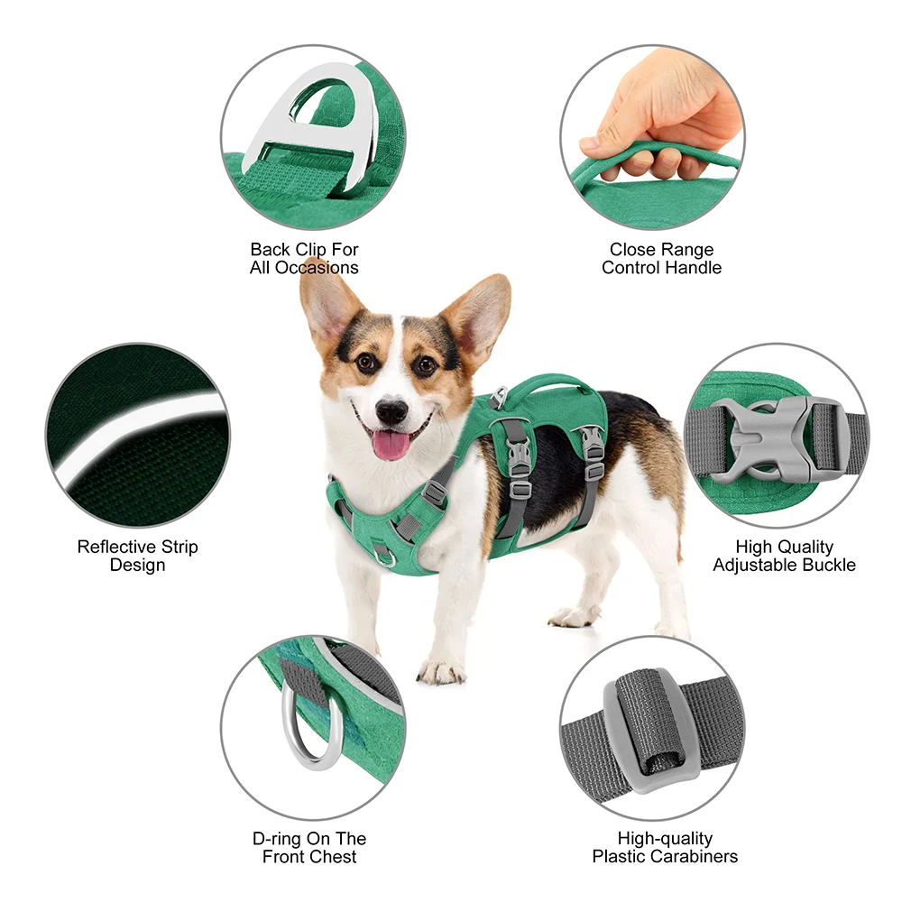 Nylon Pet Dog Harness Reflective Dog Harnesses Durable Vest With Handle Adjustable for Small Medium Large Dogs Bulldog Walking
