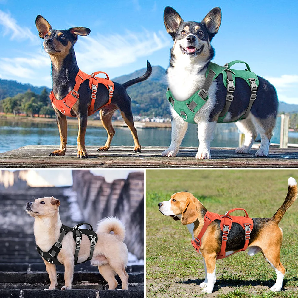Nylon Pet Dog Harness Reflective Dog Harnesses Durable Vest With Handle Adjustable for Small Medium Large Dogs Bulldog Walking