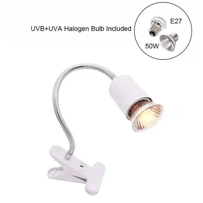 50W Halogen Bulb Included Reptile Heat Lamp Adjustable Gooseneck Aquarium Tank Heating Lamps for Tortoise Lizard Snake Terrarium
