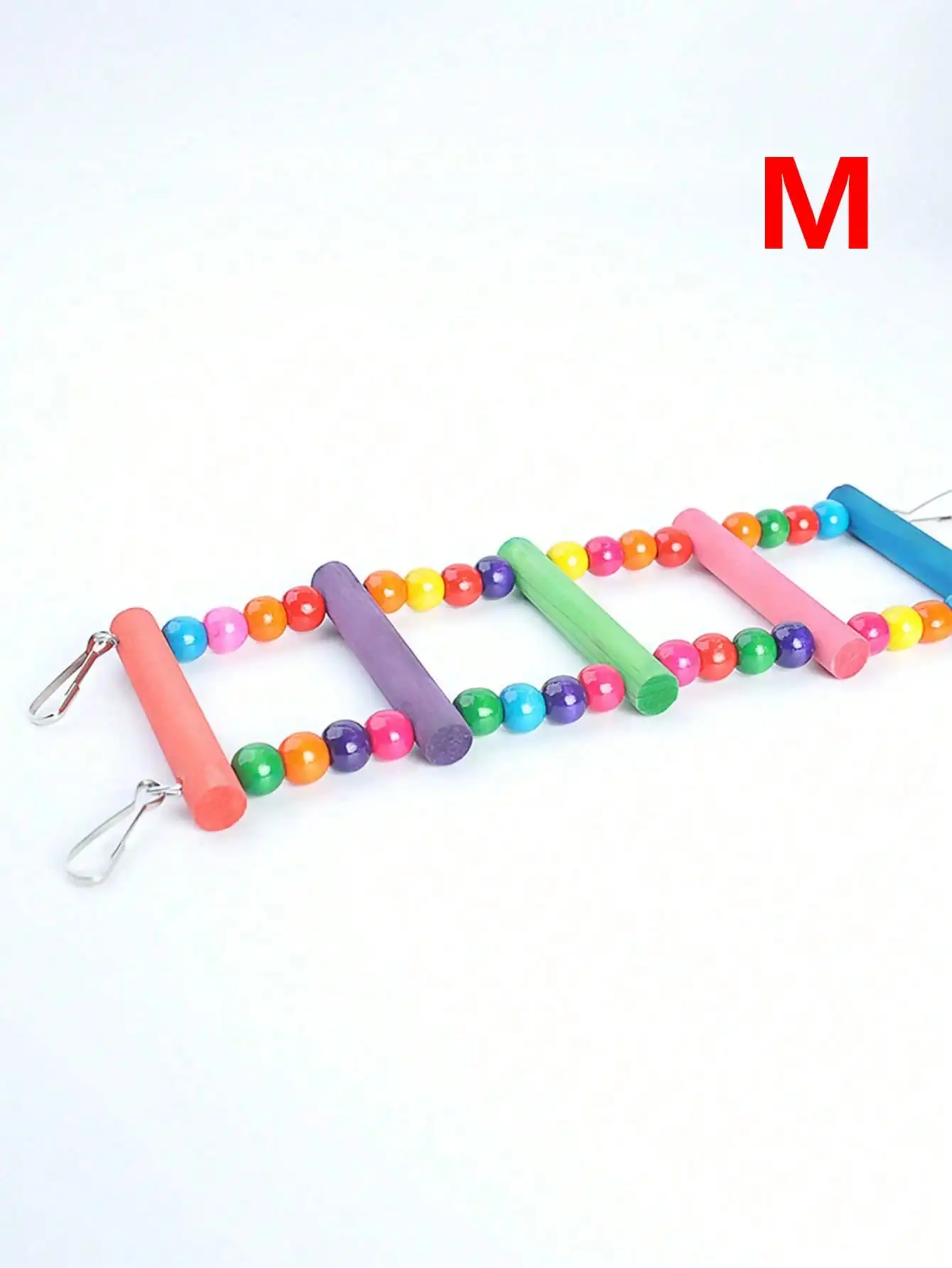 Colorful Wooden Bird Ladder & Swing - Perfect Habitat For Small Parrots