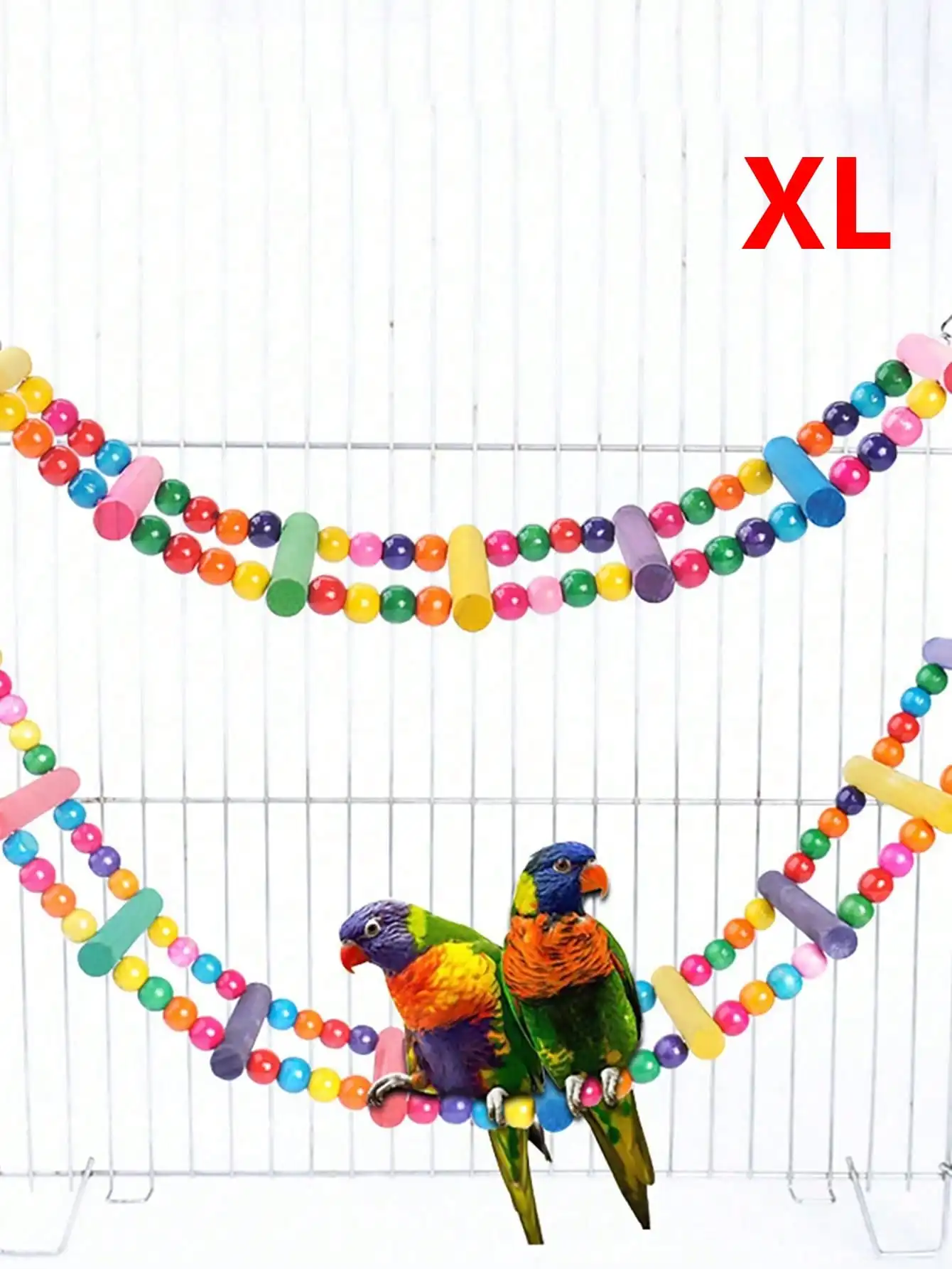 Colorful Wooden Bird Ladder & Swing - Perfect Habitat For Small Parrots