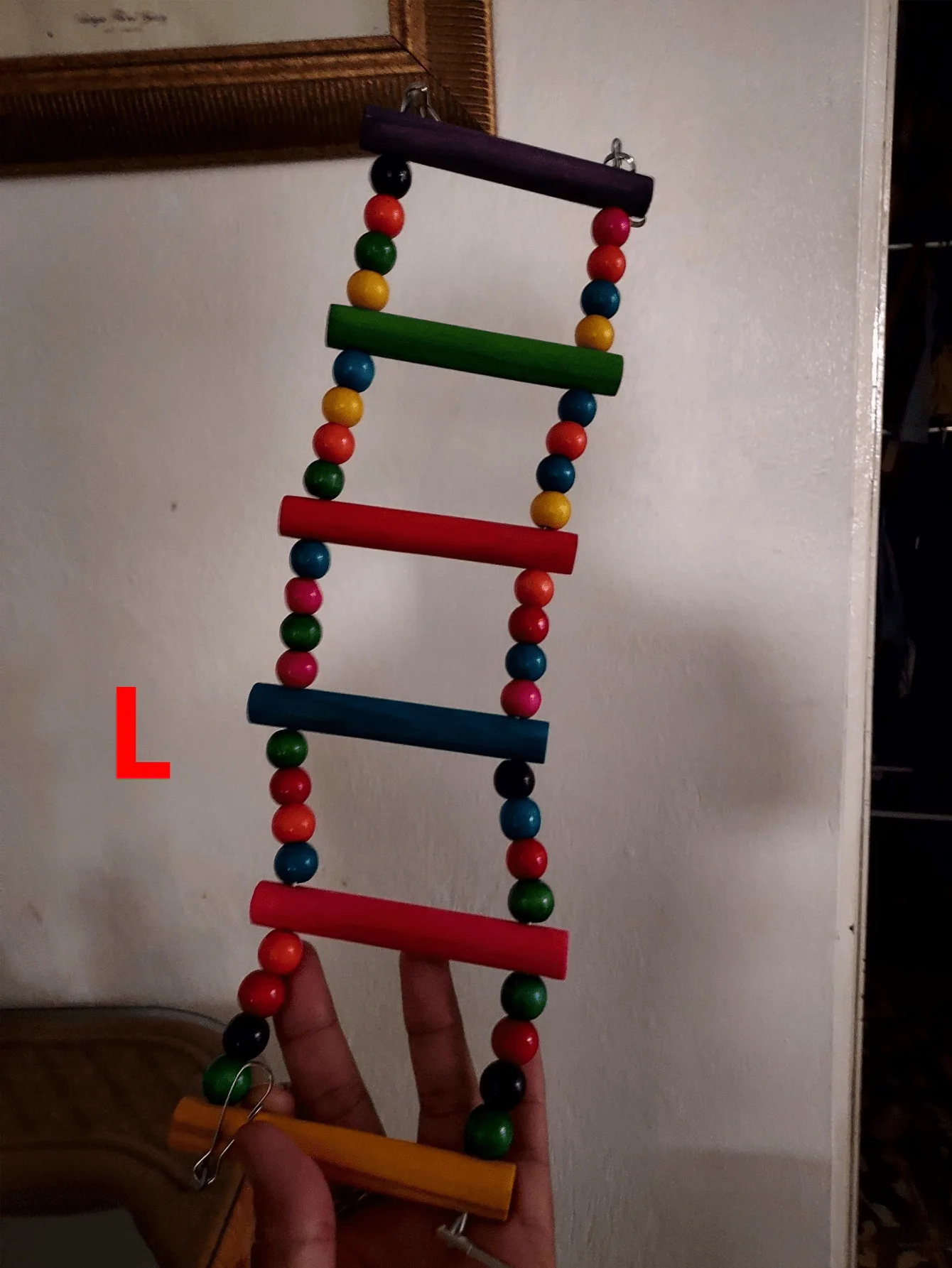Colorful Wooden Bird Ladder & Swing - Perfect Habitat For Small Parrots