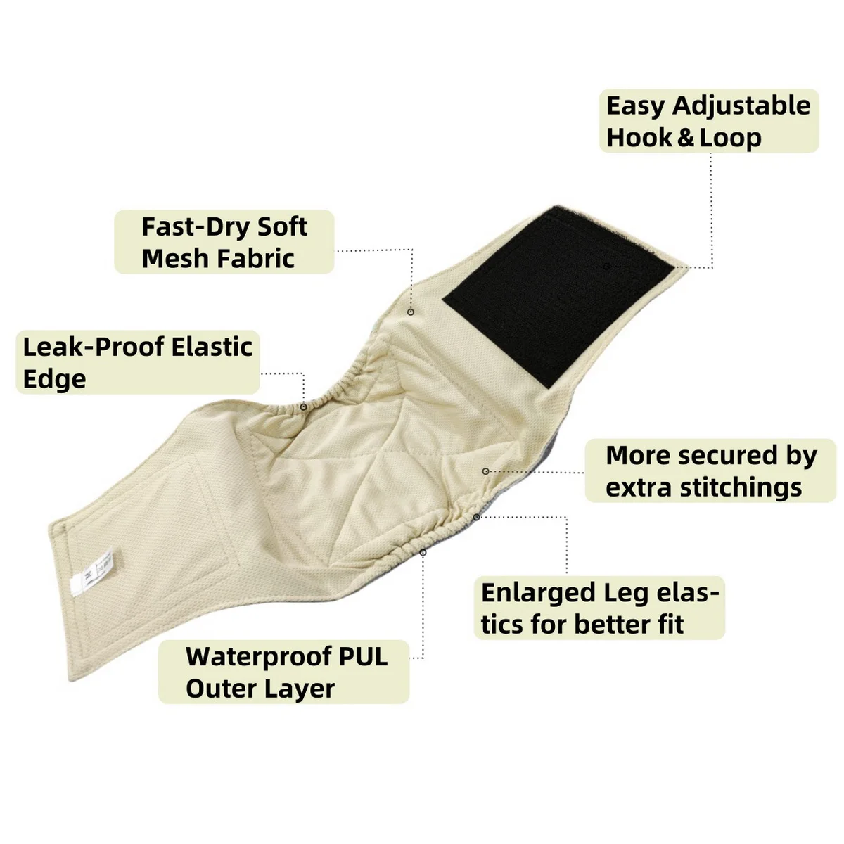 1PC Washable Male Dog Diaper Reusable Pet Sanitary Panties Nappy Belly Band Wrap Diapers Absorbent Leak Proof Pee Pant for Dogs