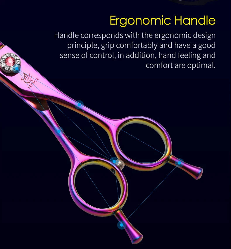 Fenice 7.25 Inch JP440C Professional Dog Grooming Scissors Curved Chunkers Thinning Shears for Pet Hair Cutting Tijeras Tesoura