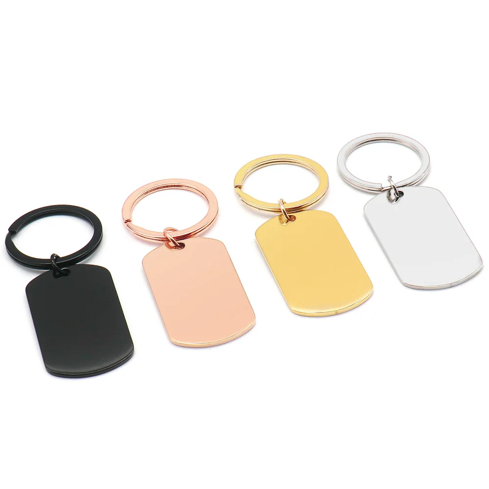 50Sets Dog Id Tags Stainless Steel Rectangle Blank Stamping Pendants Military Soldier Card Jewelry Making DIY Necklacer Key Ring