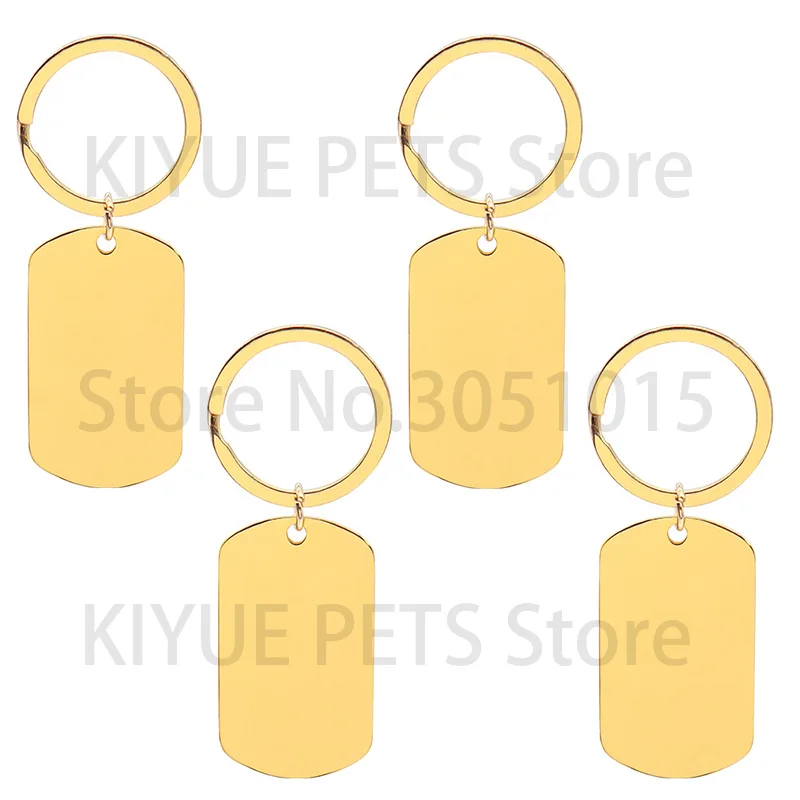 50Sets Dog Id Tags Stainless Steel Rectangle Blank Stamping Pendants Military Soldier Card Jewelry Making DIY Necklacer Key Ring