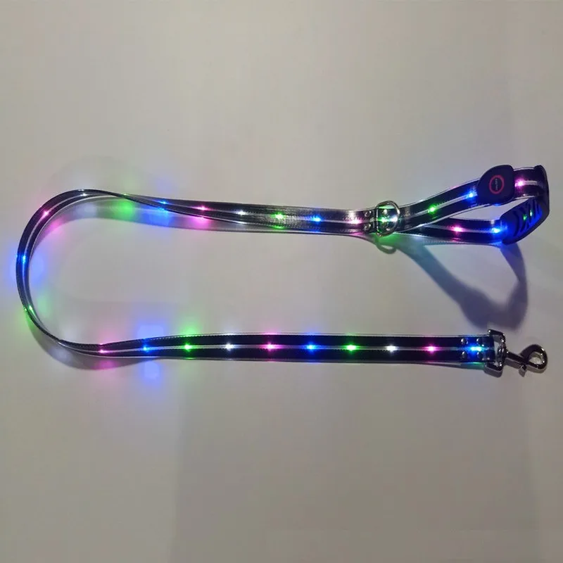 Pet Dog LED Light UP Leash USB Rechargeable PVC With Webbing Glowing Pet Leash Light Up Puppy Dog Night Walking No Collar