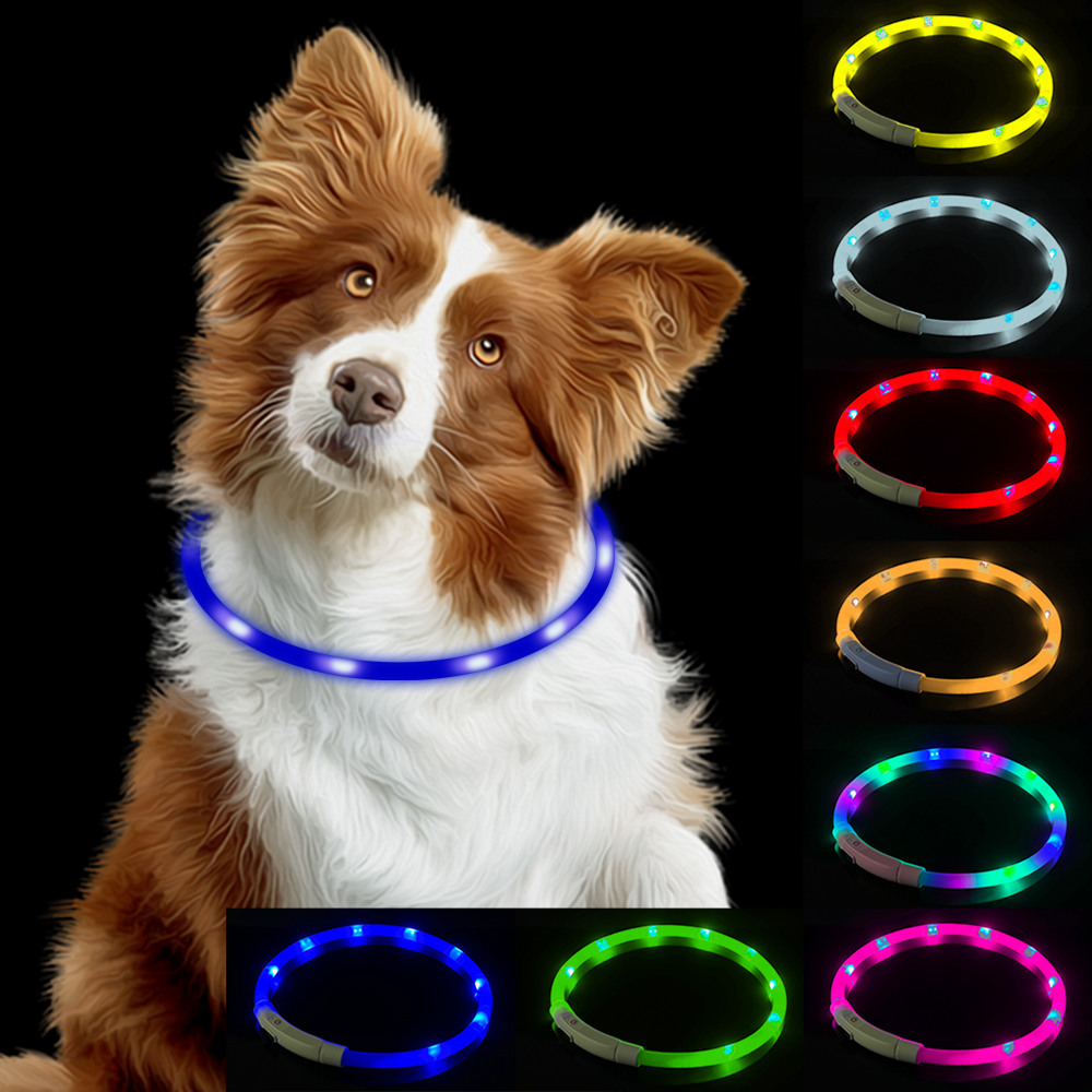 Dog Loss Prevention Led Usb Dog Collar Pet Accessories Night Safety Flashing Glow  Collar Night Luminous Charge Collar
