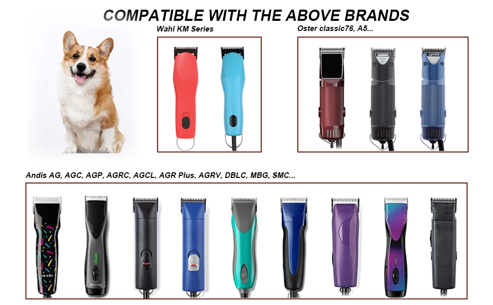 4F/5F/7F/10/15 Detachable Pet Electric Shear Stainless Steel Blade, Compatible with Andis, Oster A5, Wahl KM Series