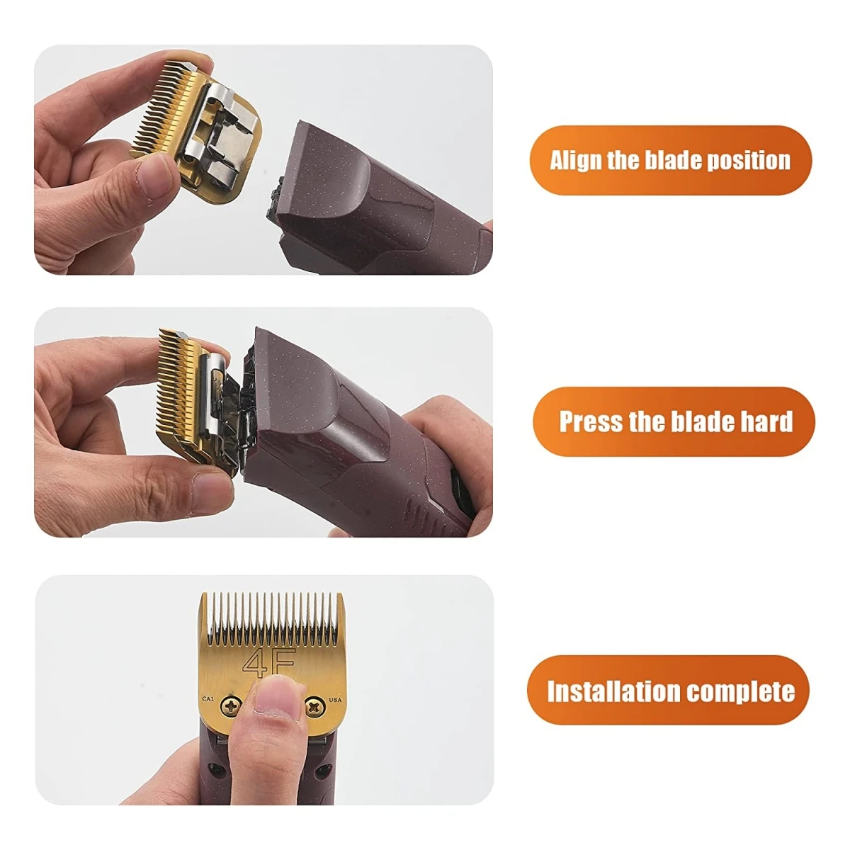 4F/5F/7F/10/15 Detachable Pet Electric Shear Stainless Steel Blade, Compatible with Andis, Oster A5, Wahl KM Series