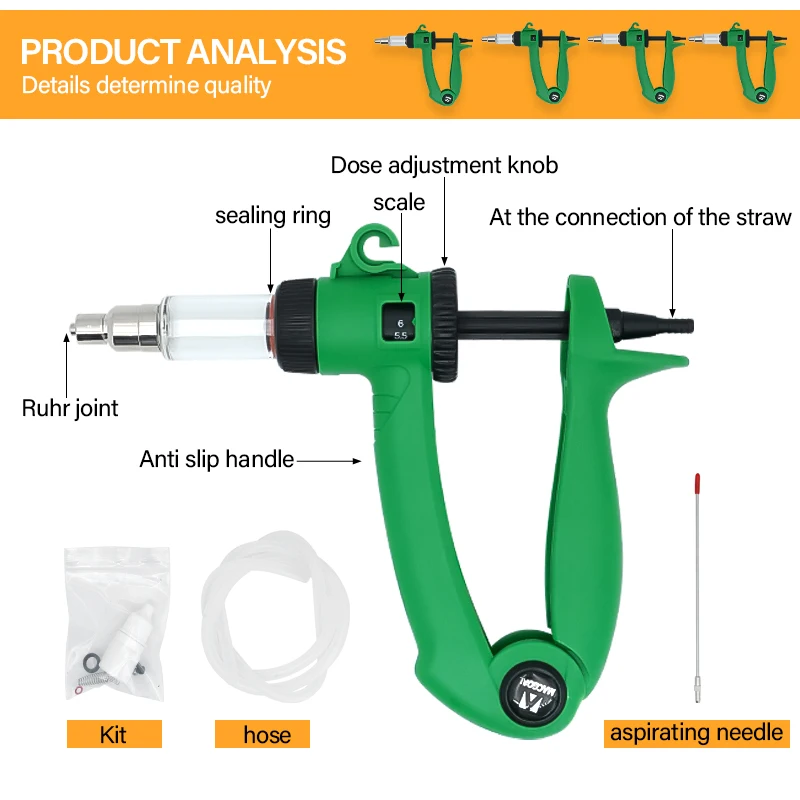 0.5-6ML Veterinary Vaccine Syringe Injector Animal Automatic Adjustable Continuous Syringe for Pigs Cattle Sheep Animals Tools