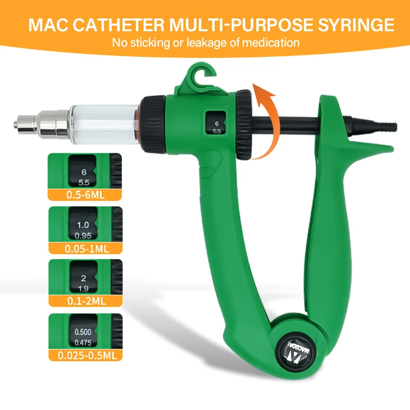 0.5-6ML Veterinary Vaccine Syringe Injector Animal Automatic Adjustable Continuous Syringe for Pigs Cattle Sheep Animals Tools