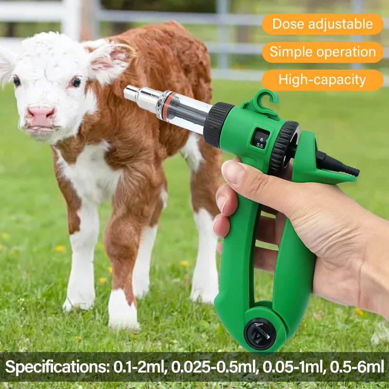 0.5-6ML Veterinary Vaccine Syringe Injector Animal Automatic Adjustable Continuous Syringe for Pigs Cattle Sheep Animals Tools