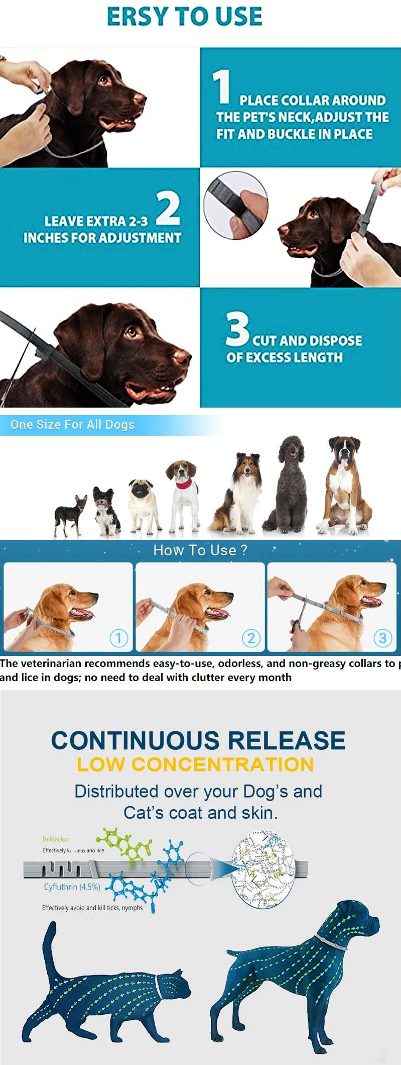 New Releases Dog Collar,Cat Anti-flea and Tick Collars, Pet 8Months Protection, Can Be Automatically Adjusted, Dogs Accessories