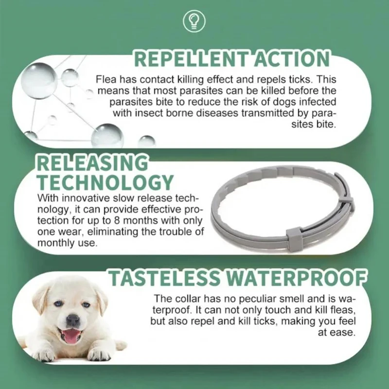 New Releases Dog Collar,Cat Anti-flea and Tick Collars, Pet 8Months Protection, Can Be Automatically Adjusted, Dogs Accessories