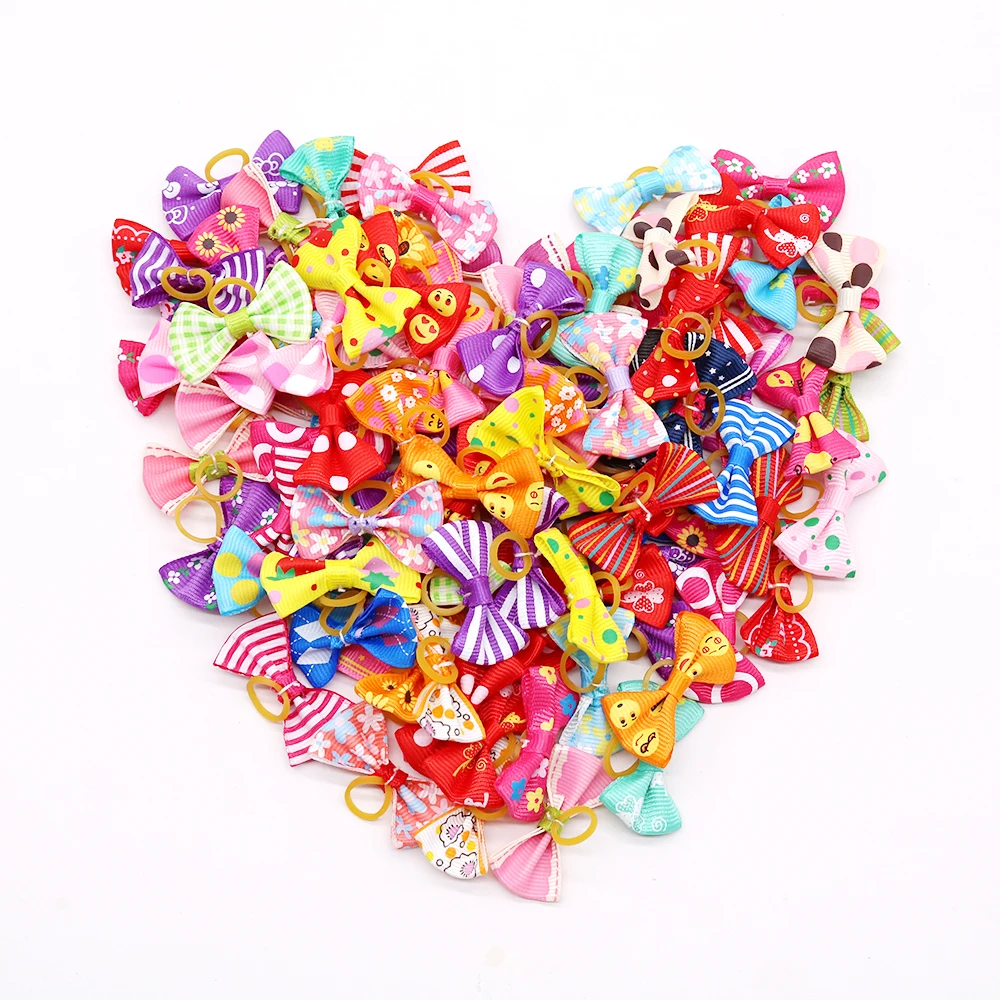 30PCS Pet Dog Cat Puppy Grooming Bows Pet Hair Accessories Decorate Hair for Small Dog Hair Rubber Band Dog Supplier