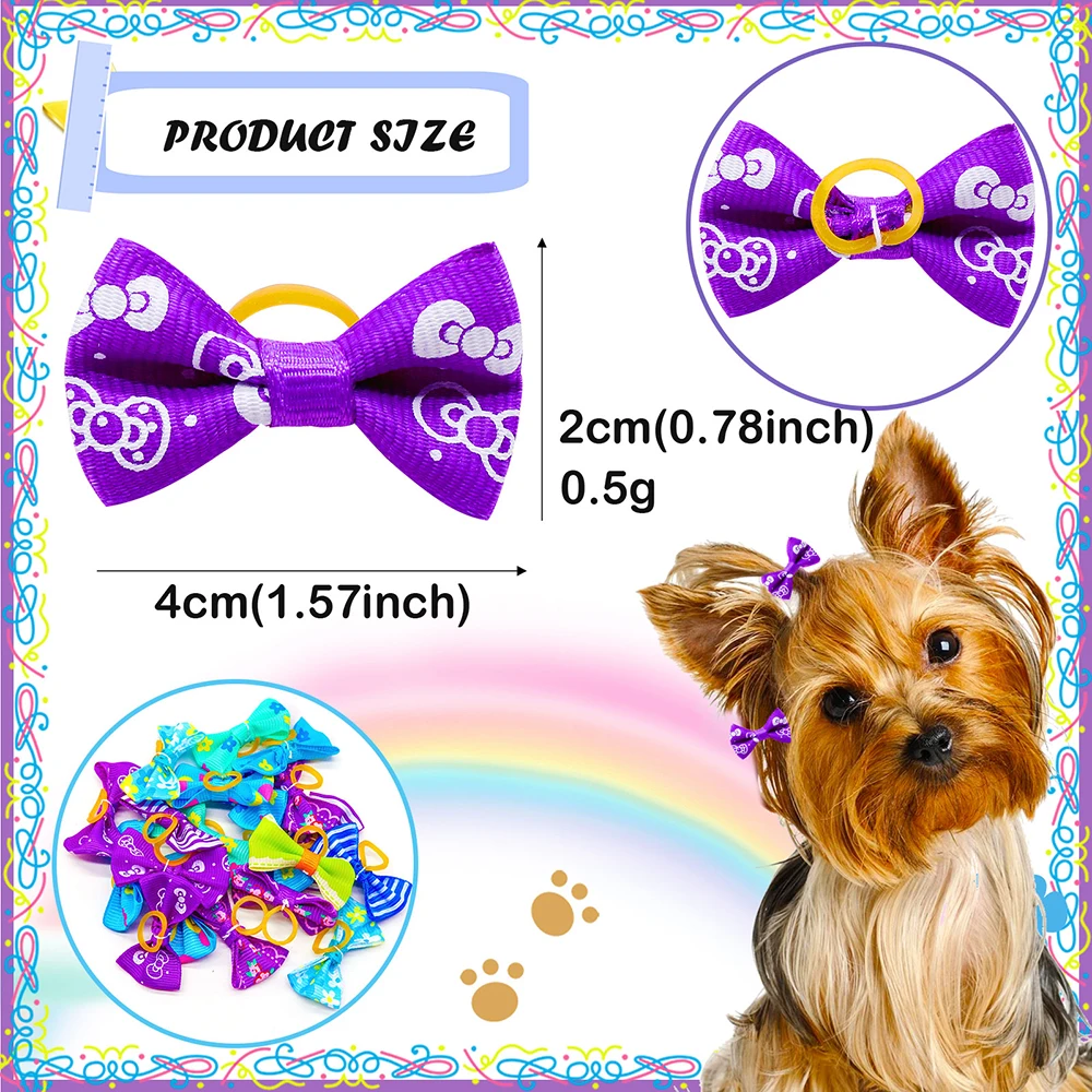 30PCS Pet Dog Cat Puppy Grooming Bows Pet Hair Accessories Decorate Hair for Small Dog Hair Rubber Band Dog Supplier