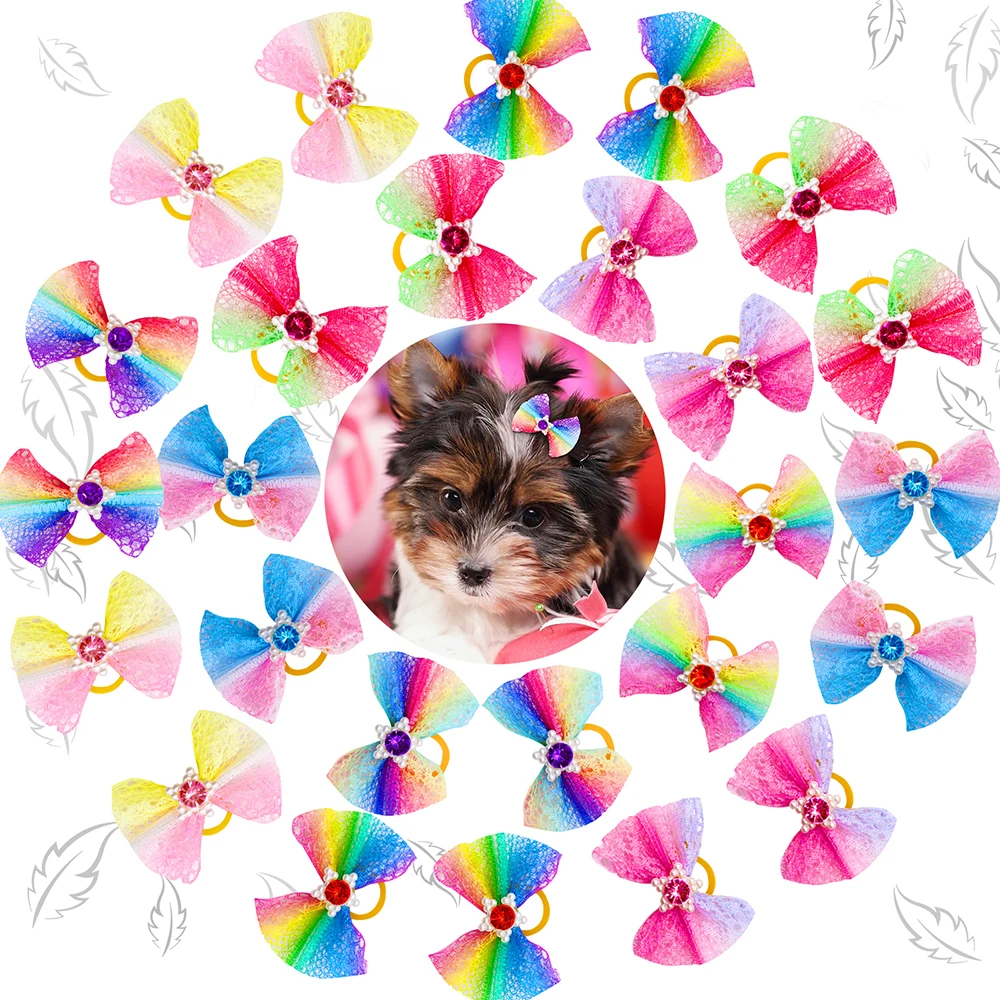 30PCS Pet Dog Cat Puppy Grooming Bows Pet Hair Accessories Decorate Hair for Small Dog Hair Rubber Band Dog Supplier