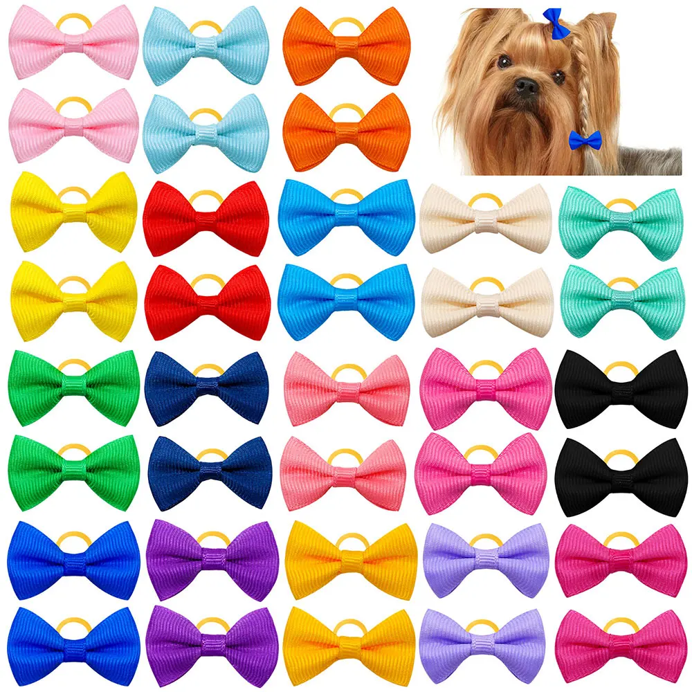30PCS Pet Dog Cat Puppy Grooming Bows Pet Hair Accessories Decorate Hair for Small Dog Hair Rubber Band Dog Supplier