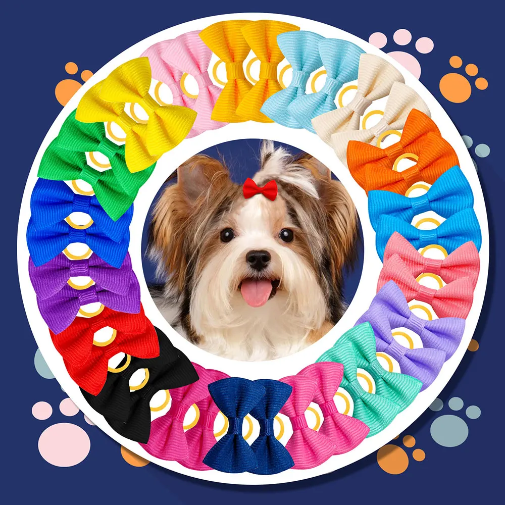 30PCS Pet Dog Cat Puppy Grooming Bows Pet Hair Accessories Decorate Hair for Small Dog Hair Rubber Band Dog Supplier